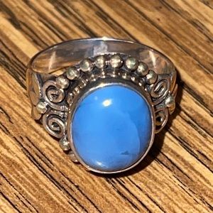 Sterling Silver Blue Opal 925 Ring
